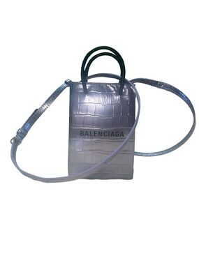 Balenciaga Croc-Embossed Mini Phone Bag